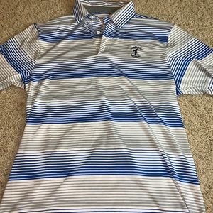 Under armor golf polo; blue & gray stripes